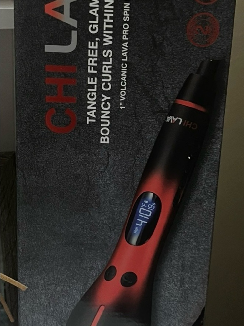 CHI Lava Pro 1" Volcanic Rotating Curling Wand - Red/Black
